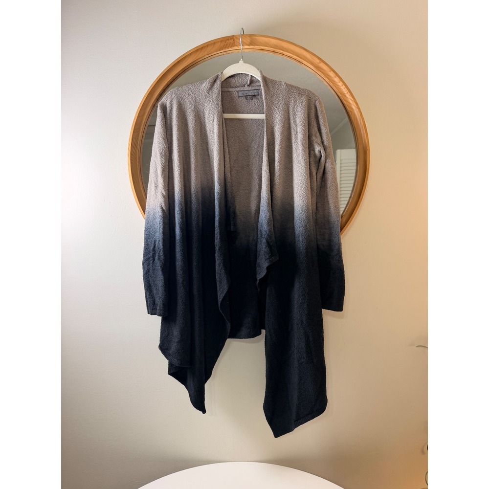 Barefoot Dreams Cardigan Women S/M Taupe Black Excellent Ombre Bamboo Chic Lite